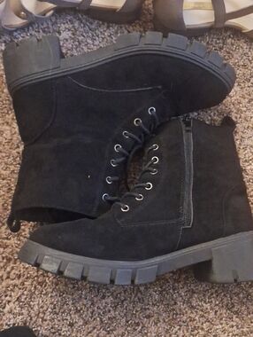 Women's Black Lace-Up Combat Boots